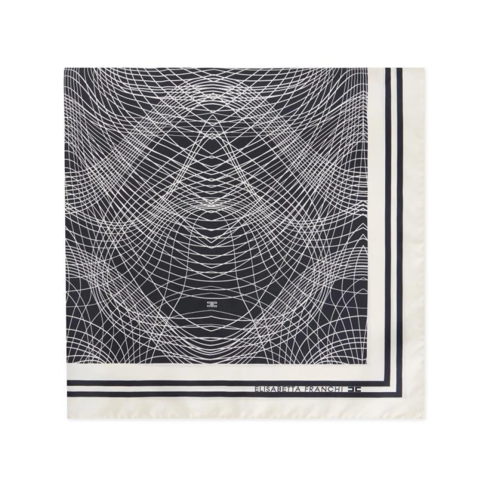 Elisabetta Franchi Black Silk Scarves, Female, One Size, Silk Foulard Scarf With Abstract Print