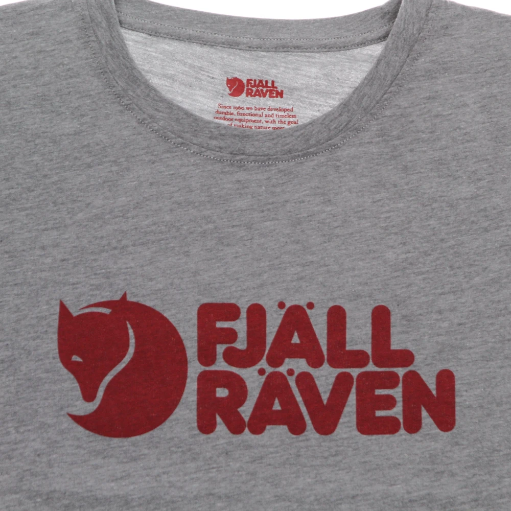Fjällräven Grijze Melange Logo T-shirt voor mannen Gray Heren