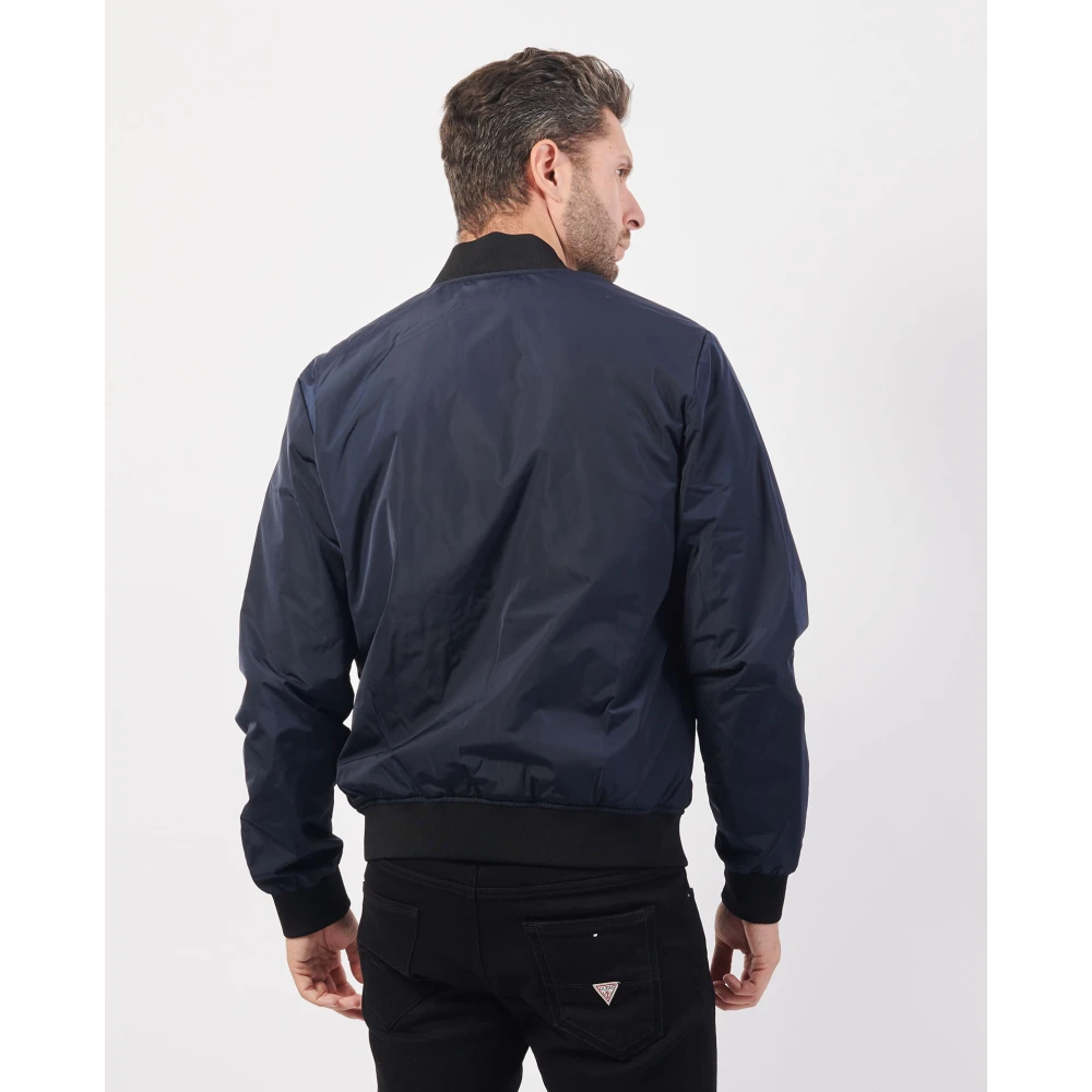 Emporio Armani Blauwe Jas Fullzip Logo Lichtgewicht Vulling Blue Heren