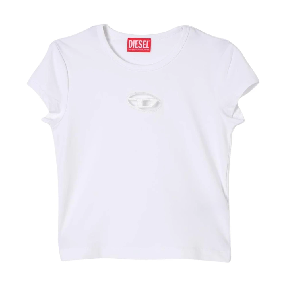 Diesel Girls White Cutout Detail Kids T-Shirt