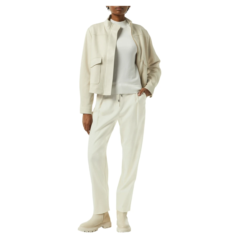 comma Flanellen Broek met Kettingdetails Beige Dames