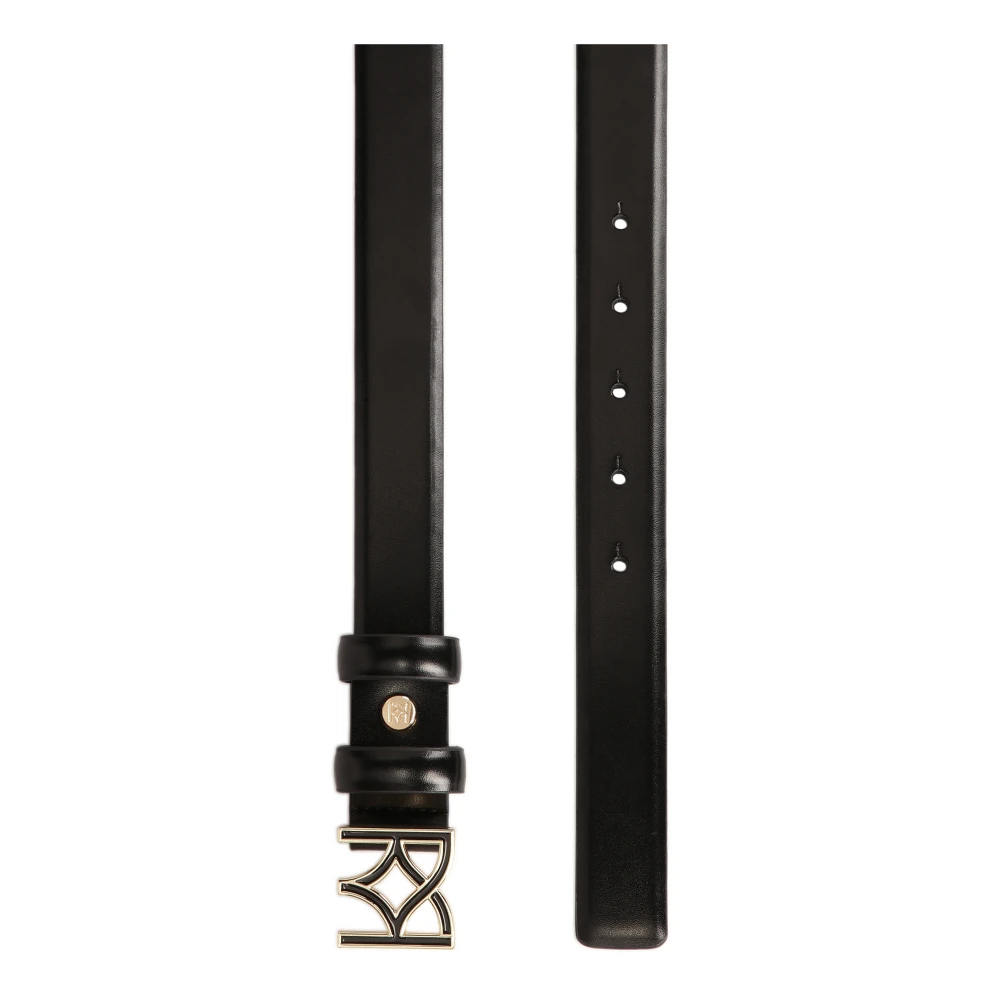 Kazar Smalle zwarte riem met logogesp Black Dames
