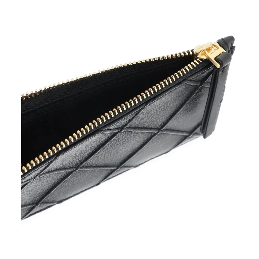 TORY BURCH Gestikt Leren Kaarthouder Black Dames