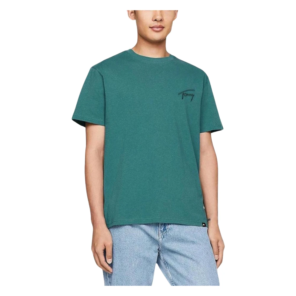 Tommy Jeans Signature Katoenen T-Shirt Lente Zomer Collectie Green Heren
