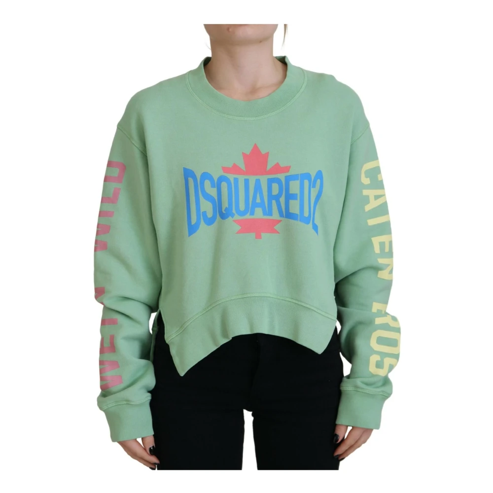 Dsquared2 Groene Logo Print Sweater Vrouwen Casual Green Dames