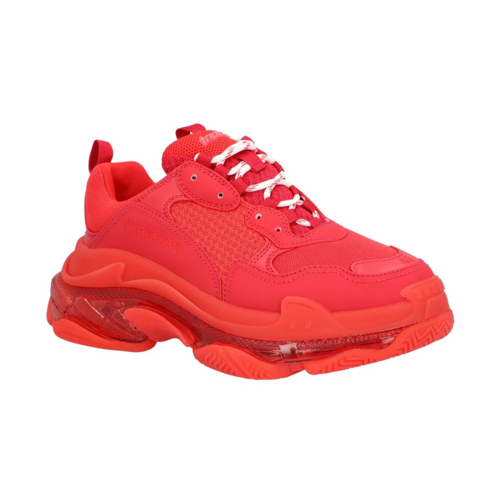 Balenciaga Rode Clear Sole Triple S Sneaker Heren Schoenen Rood