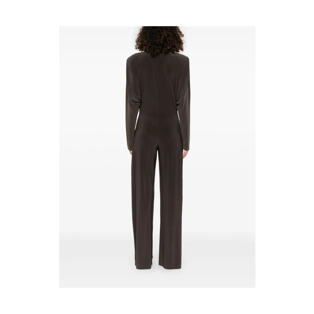 Norma Kamali Koffiebruine Gesp Sluiting Jumpsuit Brown Dames