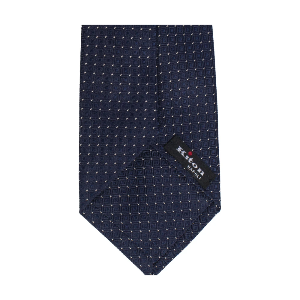 Kiton Handgemaakte Zijden Stropdas met Zeven Vouwen Blue Heren