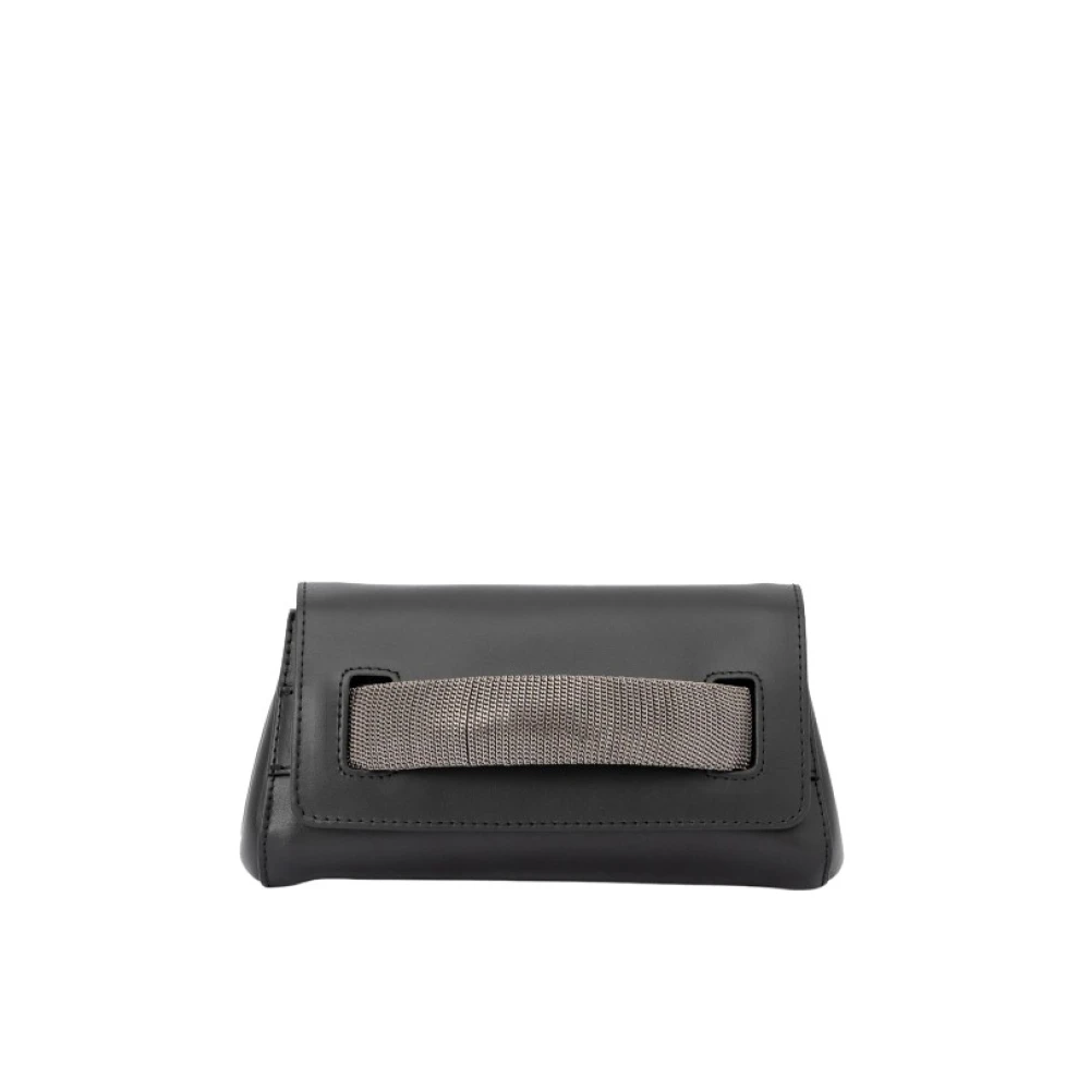 Orciani Nappa Chain Clutch in leer Black Dames