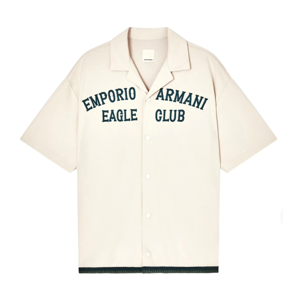 Emporio Armani Mannelijk Beige Overhemden Heren, M, Short Sleeve Shirt