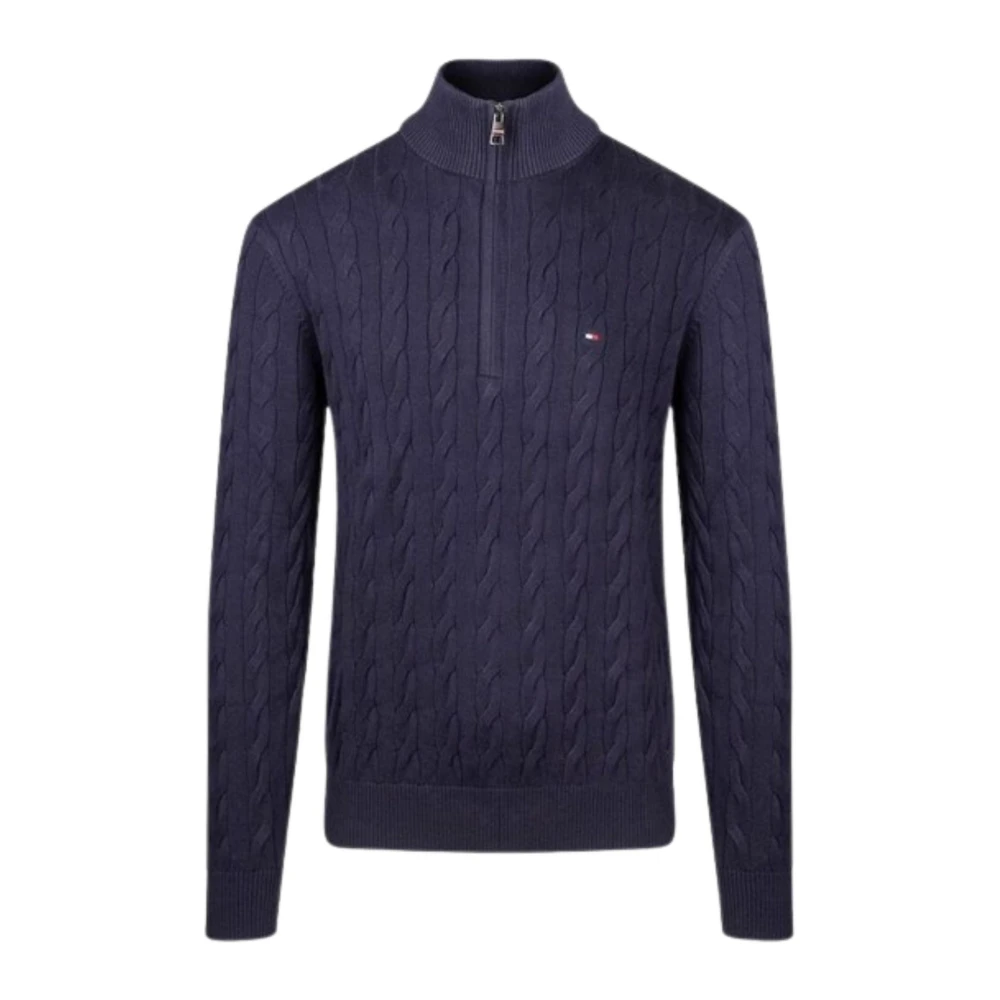 Tommy Hilfiger Klassieke Katoenen Kabelrits Trui Blue Heren