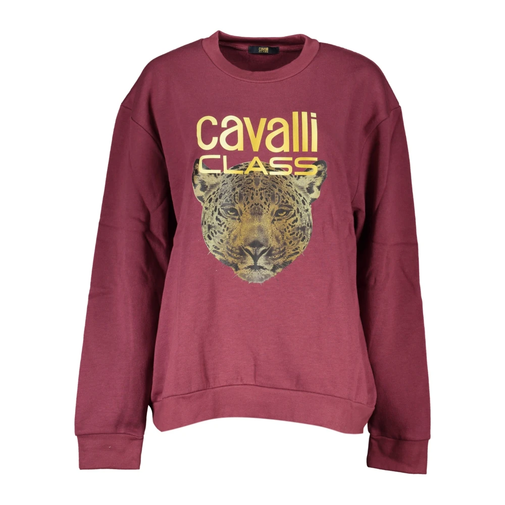 Cavalli Class Paarse Sweatshirt met Print en Lange Mouwen Purple Dames