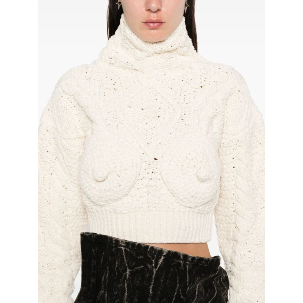 Jean Paul Gaultier Chunky Gebreide Coltrui Sweater Beige Dames