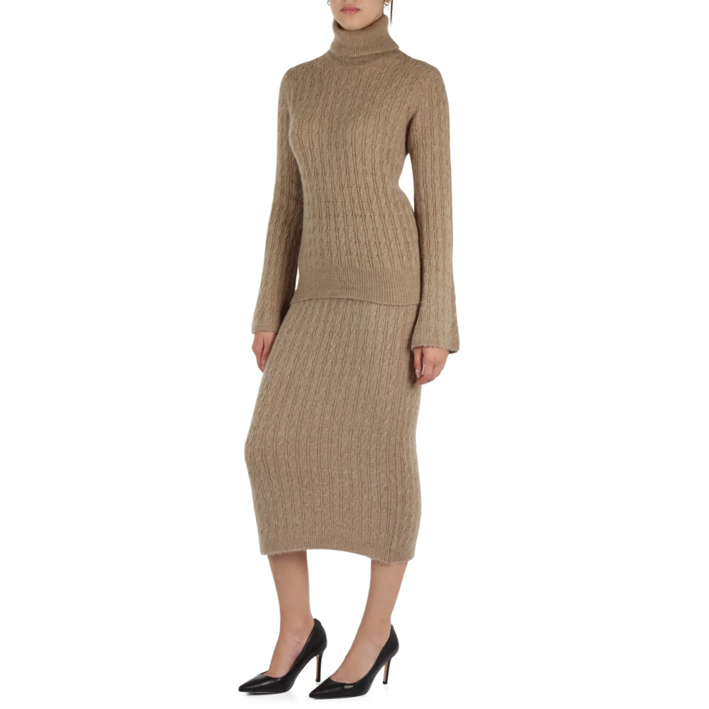 Liu Jo Alpaca gevlochten midi rok Beige Dames