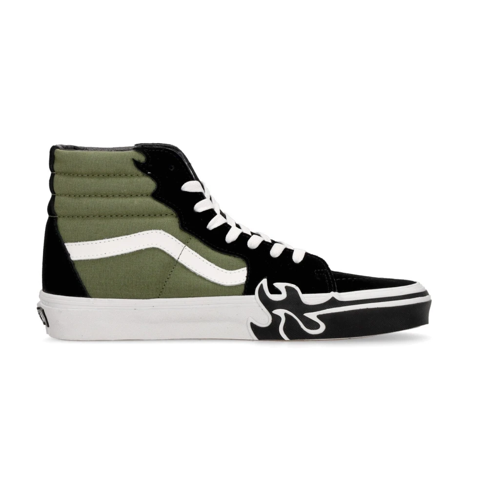 Vans Flame High-Top Schoen met Iconische Strepen Heren Schoenen Groen