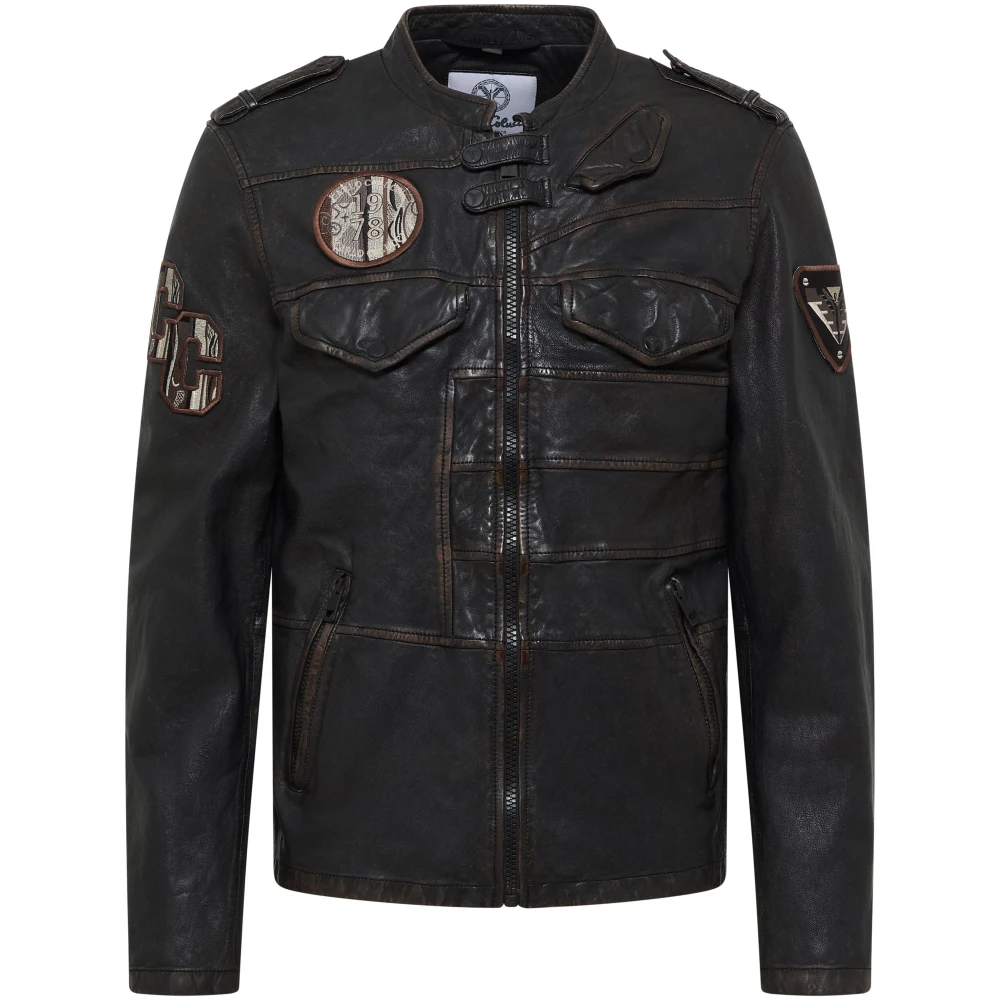 Carlo Colucci Men's Brown Leather Jackets, L, Leather Jacket