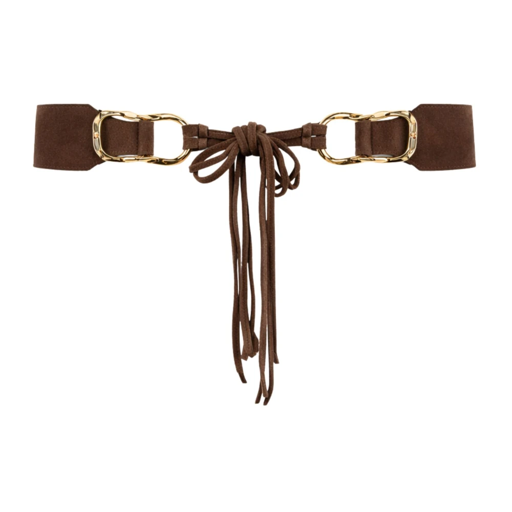 Twinset Donna Marrone - Cintura Alta In Pelle Martellata - Accessories - S