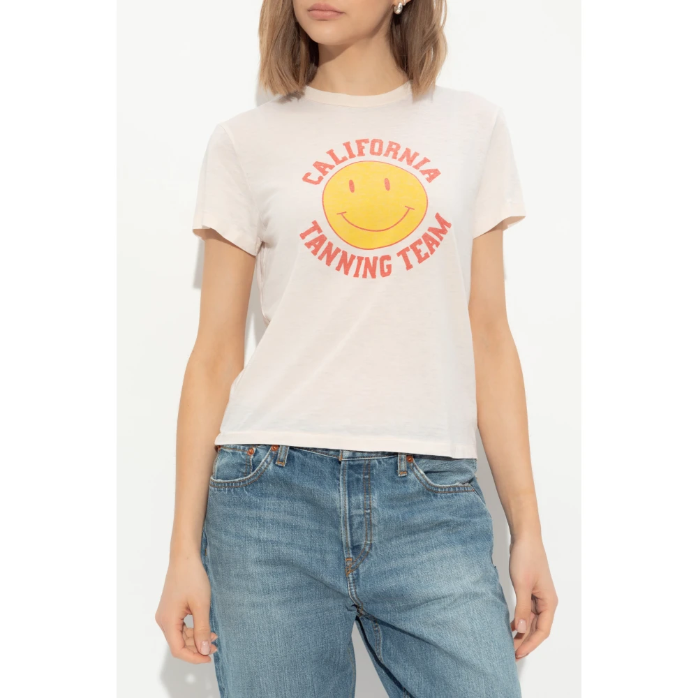 Re Done Bedrukt T-shirt Beige Dames