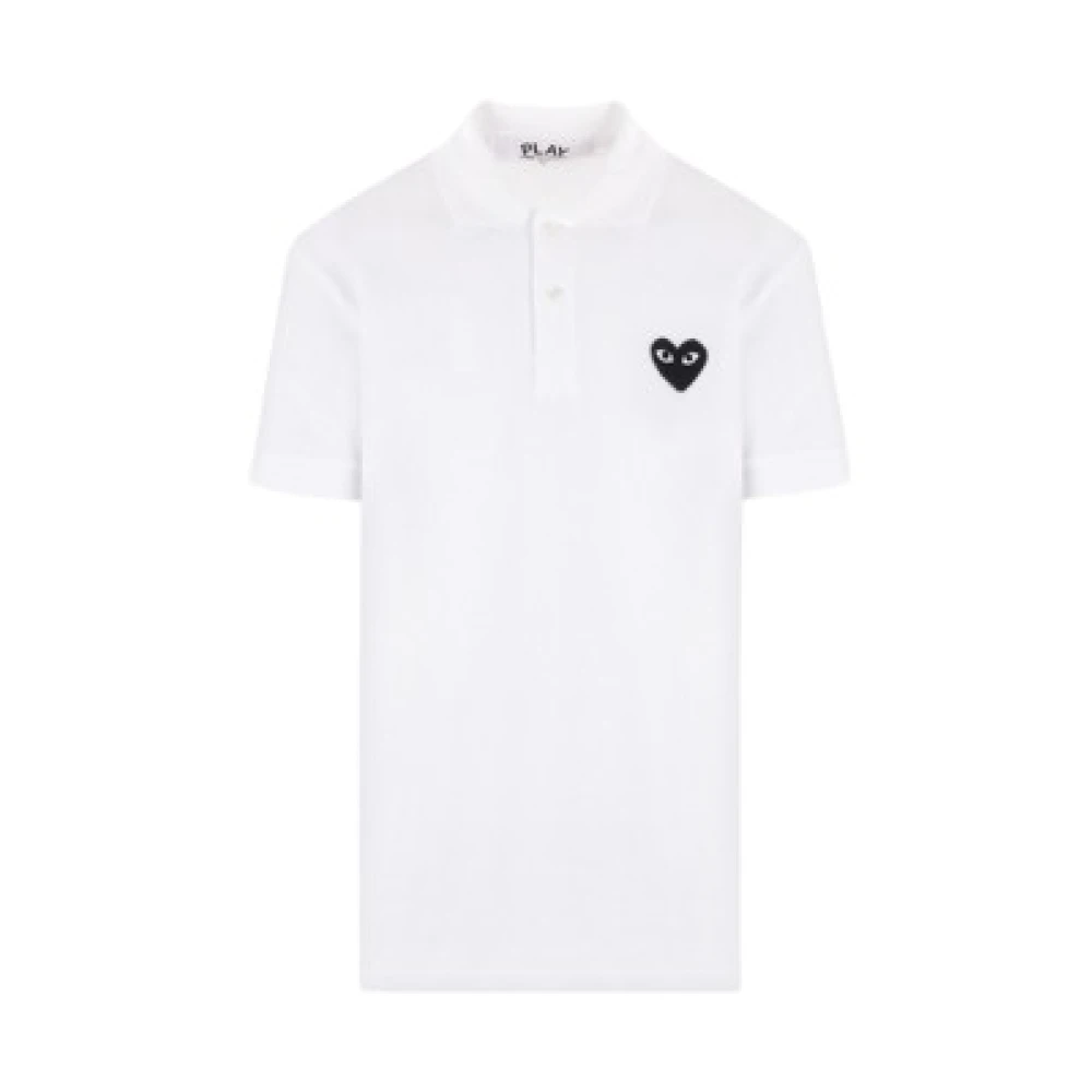 Comme des Garçons Play Witte Polo Shirt met Hart Logo White Dames
