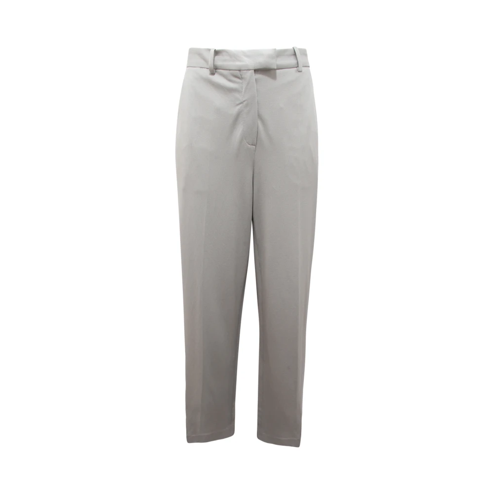 Circolo 1901 Women's Gray Fd3394 Premium Piquet Trousers - Straight Trousers - L - Trousers
