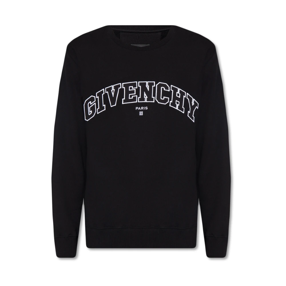 Givenchy Men's Black Sweatshirts,, Logo Embroidered Crewneck Sweatshirt 2XL
