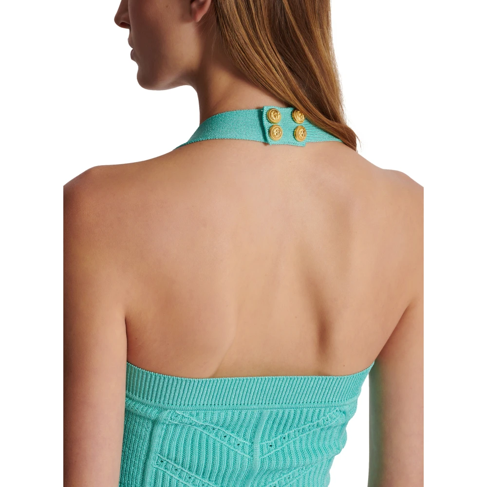 Balmain Gebreide halternek top Blue Dames