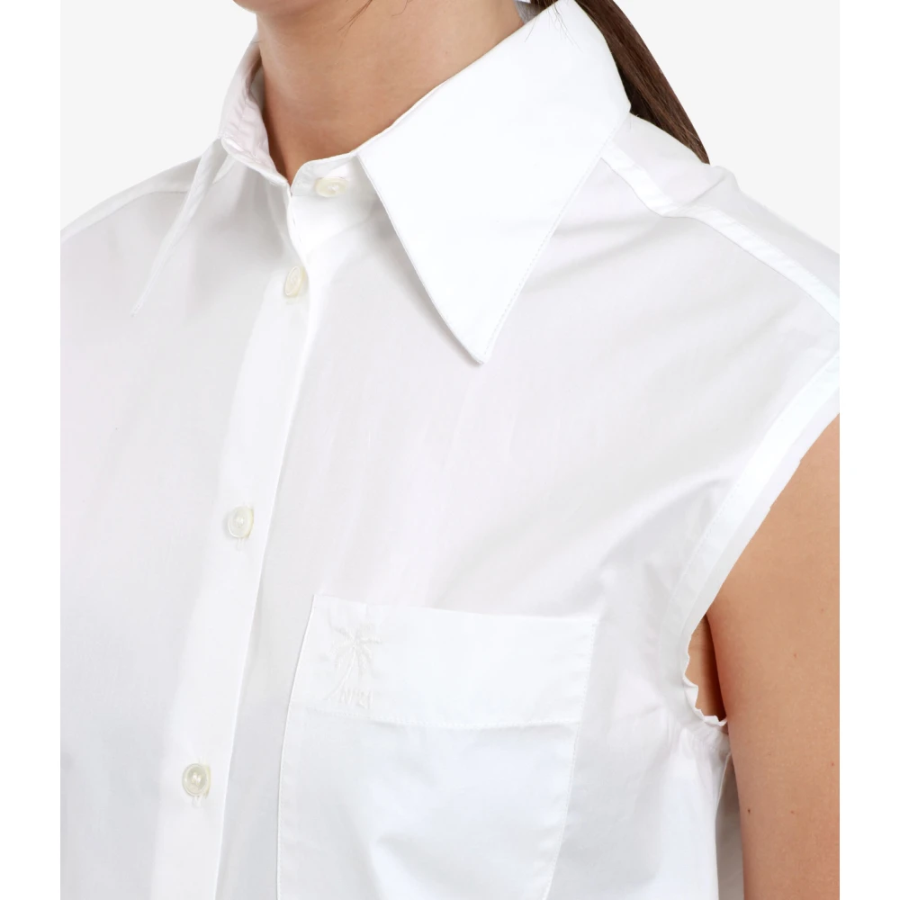 N21 Witte Mouwloze Kraag Shirt White Dames