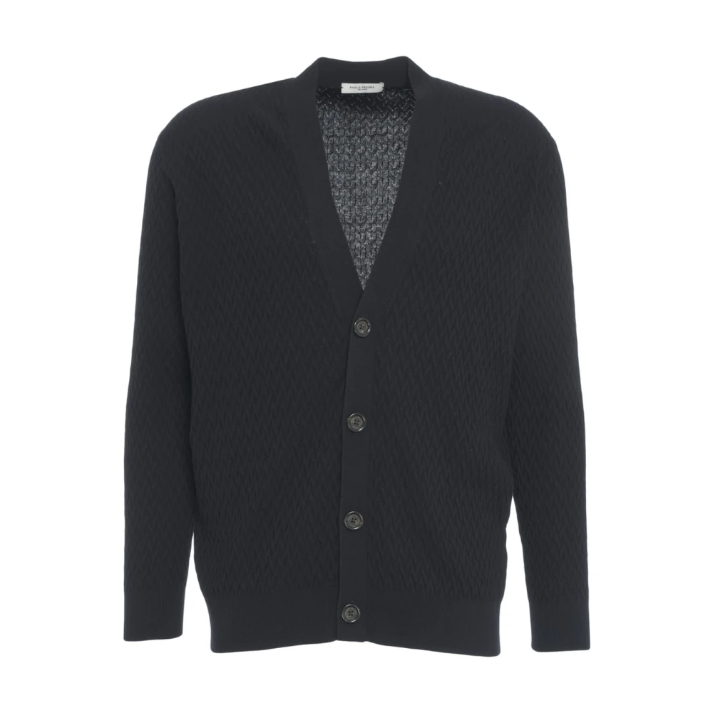 Paolo Pecora Zwart Gebreide Honingraat Cardigan Black Heren