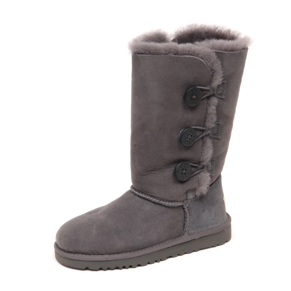 Ugg Gray Bailey Button Triplet Boot - Female - Kids Boots - 30 Eu - Kids