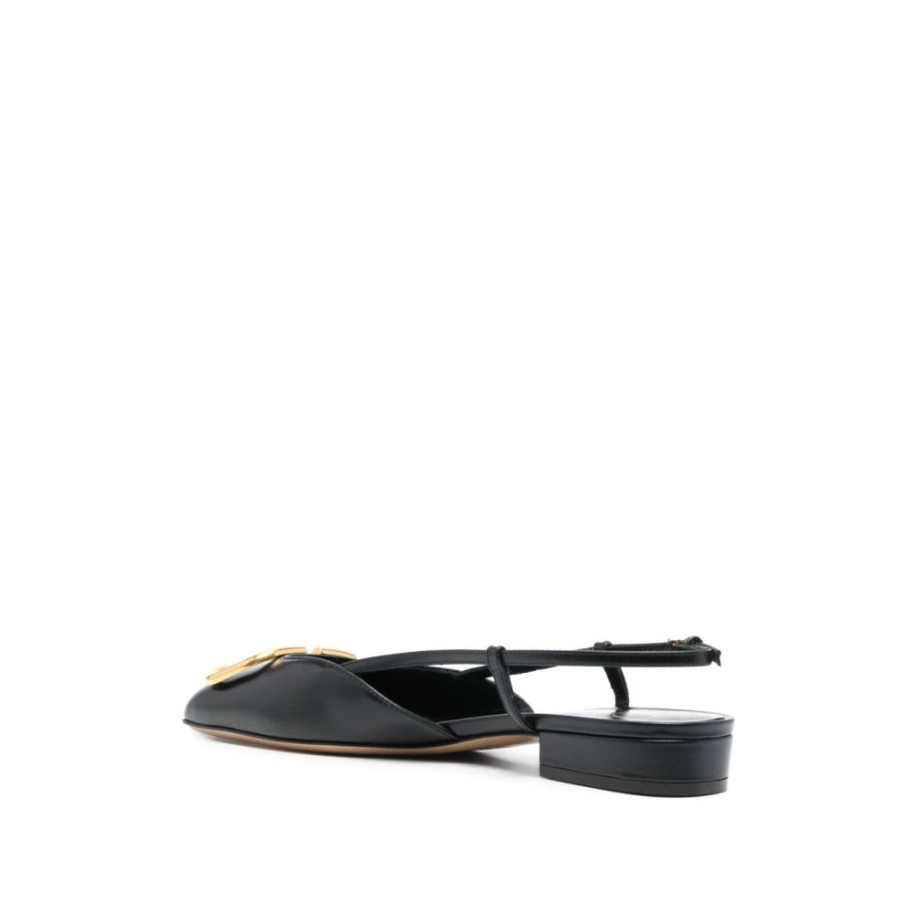 Valentino Garavani Zwarte VLogo Leren Slingback Ballerina Schoenen Black Dames