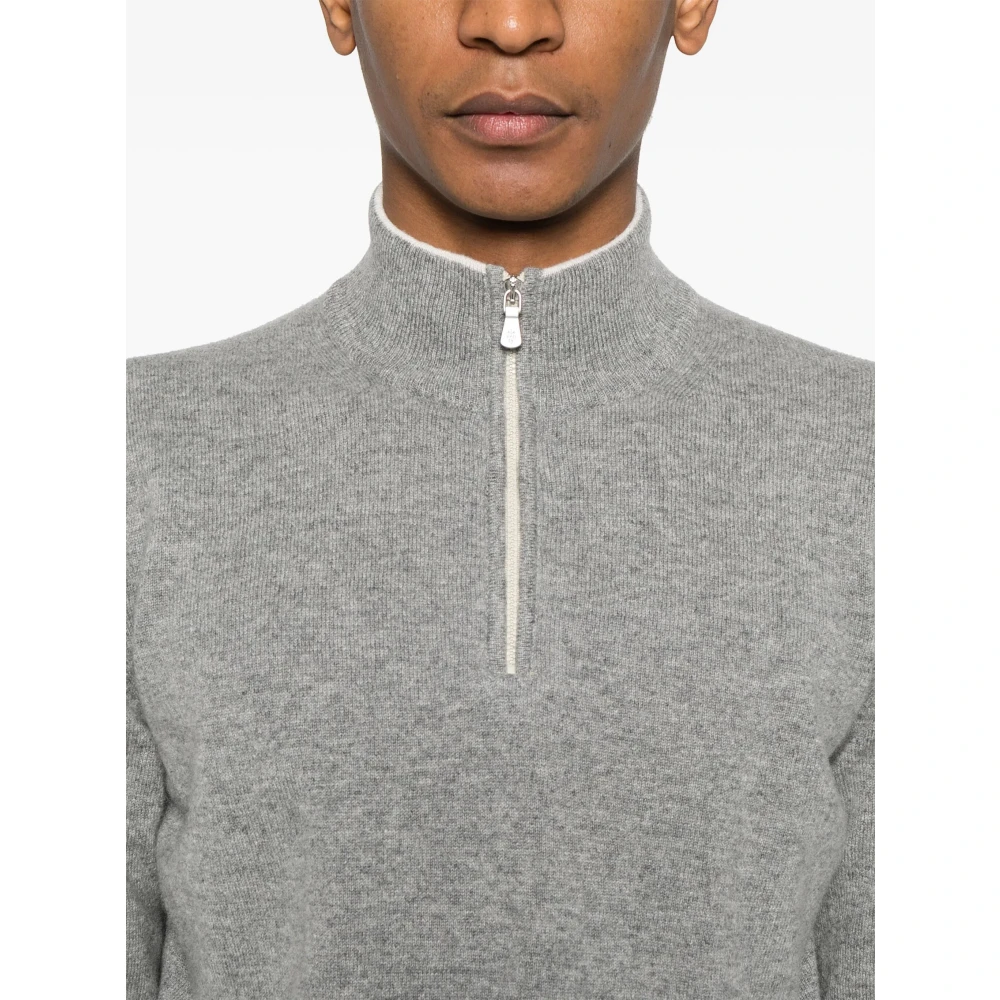 Eleventy Luxe Cashmere Half-Zip Gebreide Kleding Gray Heren