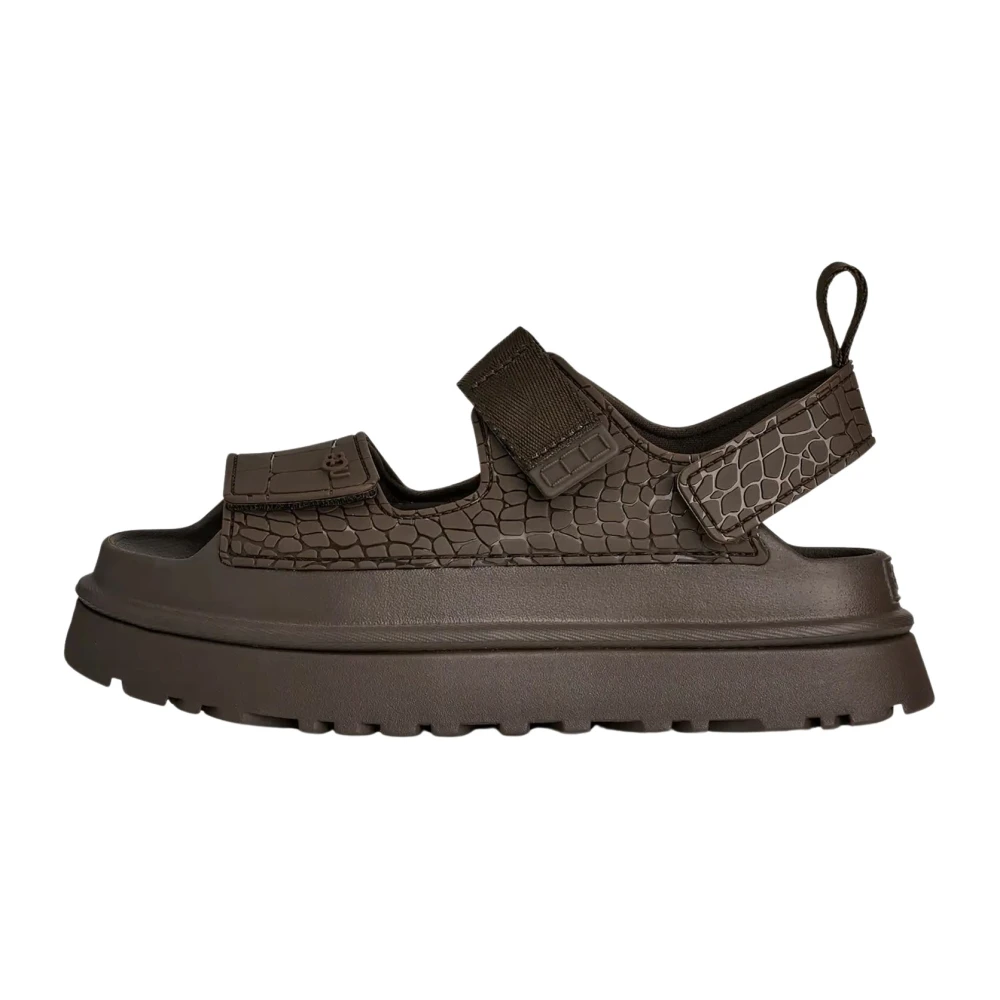 Ugg Women's Brown Flat Sandals, 7 Uk, Goldenglow Embossed Sandal