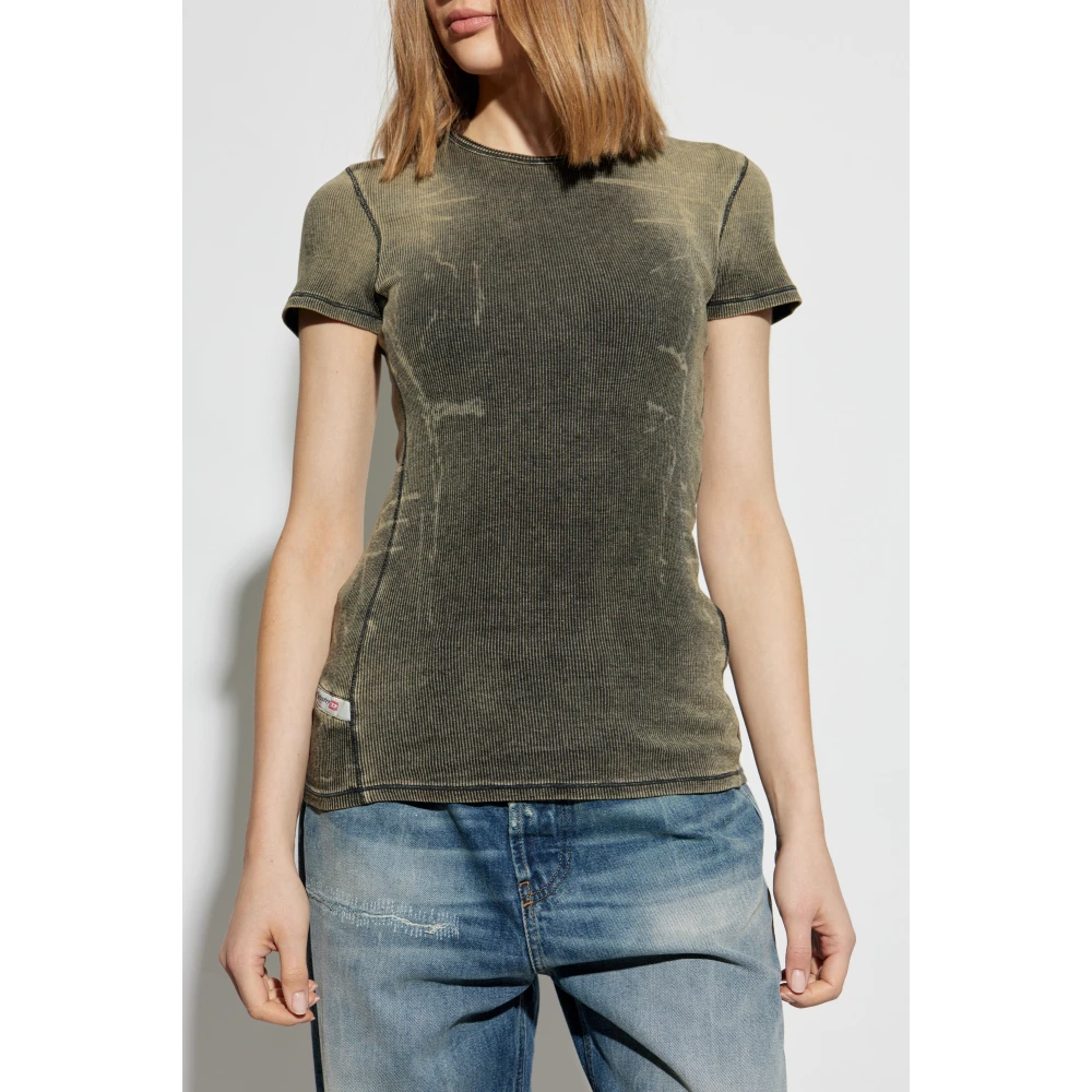 Diesel Geribbelde top T-Hans Gray Unisex