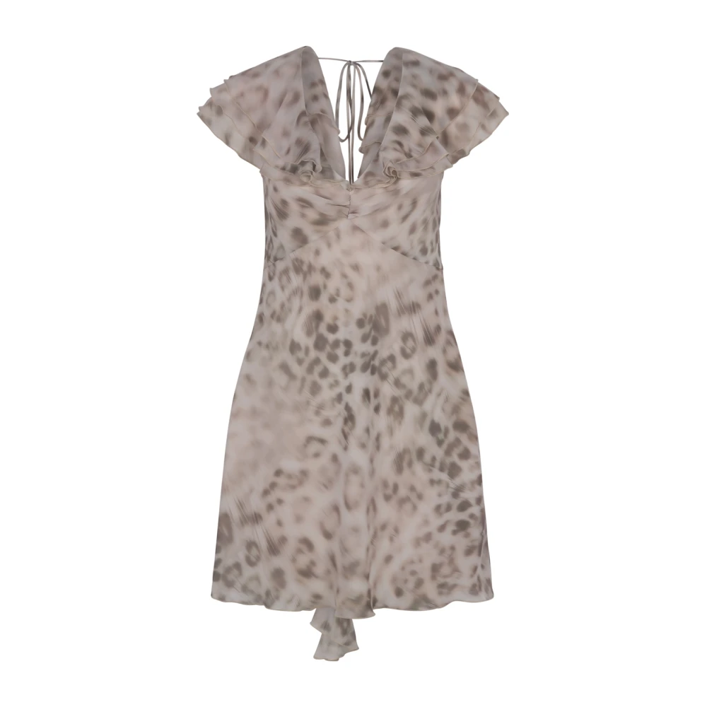 Rotate Birger Christensen Chiffon Mini Ruffle Jurk Gray Dames