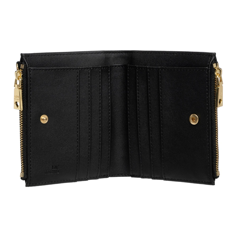Love Moschino Stijlvolle Snap Portemonnee met Logo Detail Black Dames