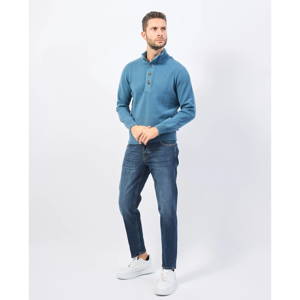Gran Sasso Blauwe Cashmere Polo Sweater Blue Heren