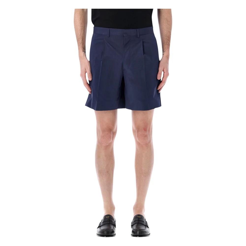 Prada Bermuda Popeline - Male - Casual Shorts - Blue - M - Shorts