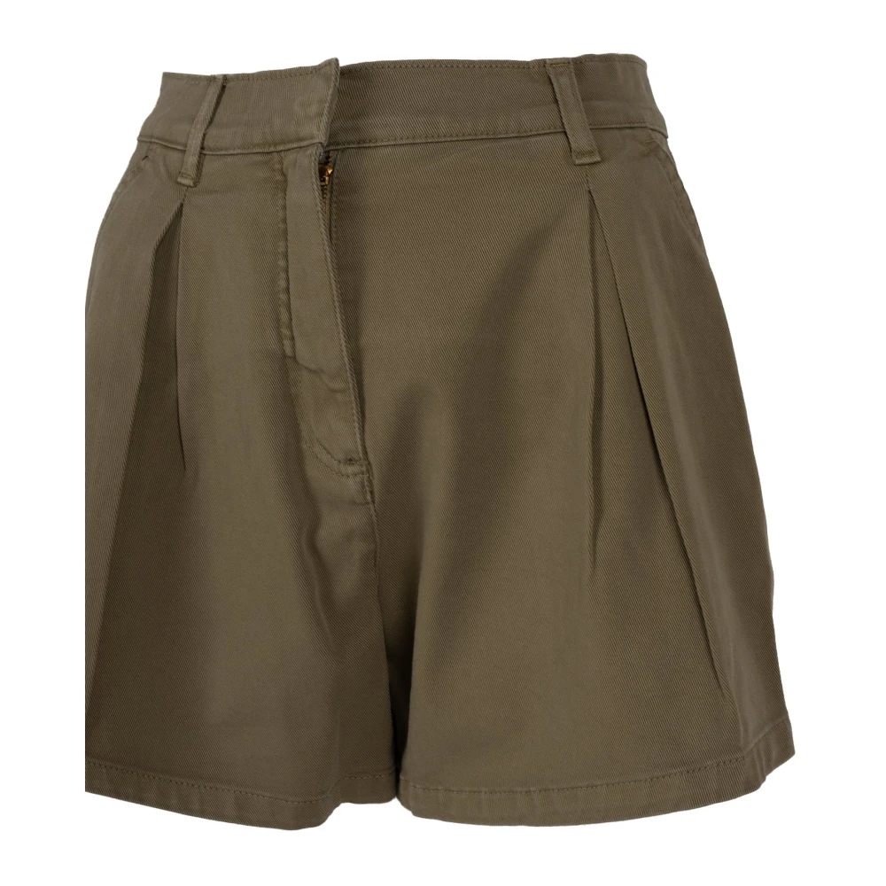 pinko Denim Shorts met Voorplooien Green Dames