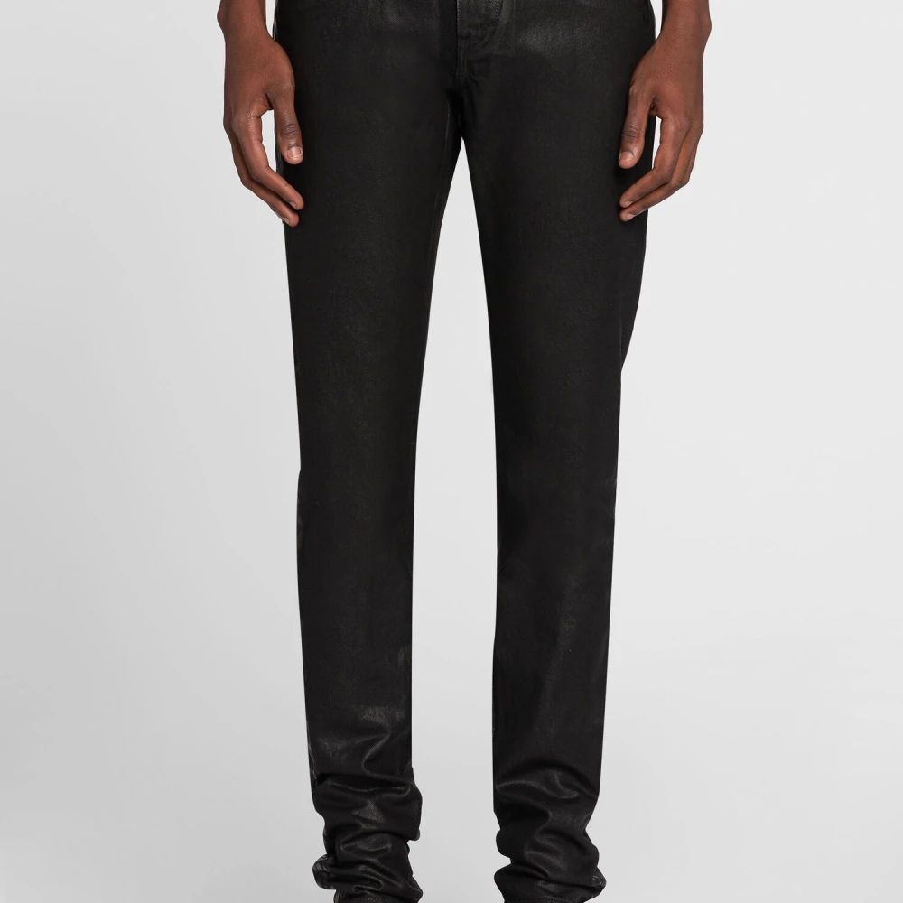 Roberto Cavalli Jaguar-Print Coated Slim Fit Jeans Black Heren
