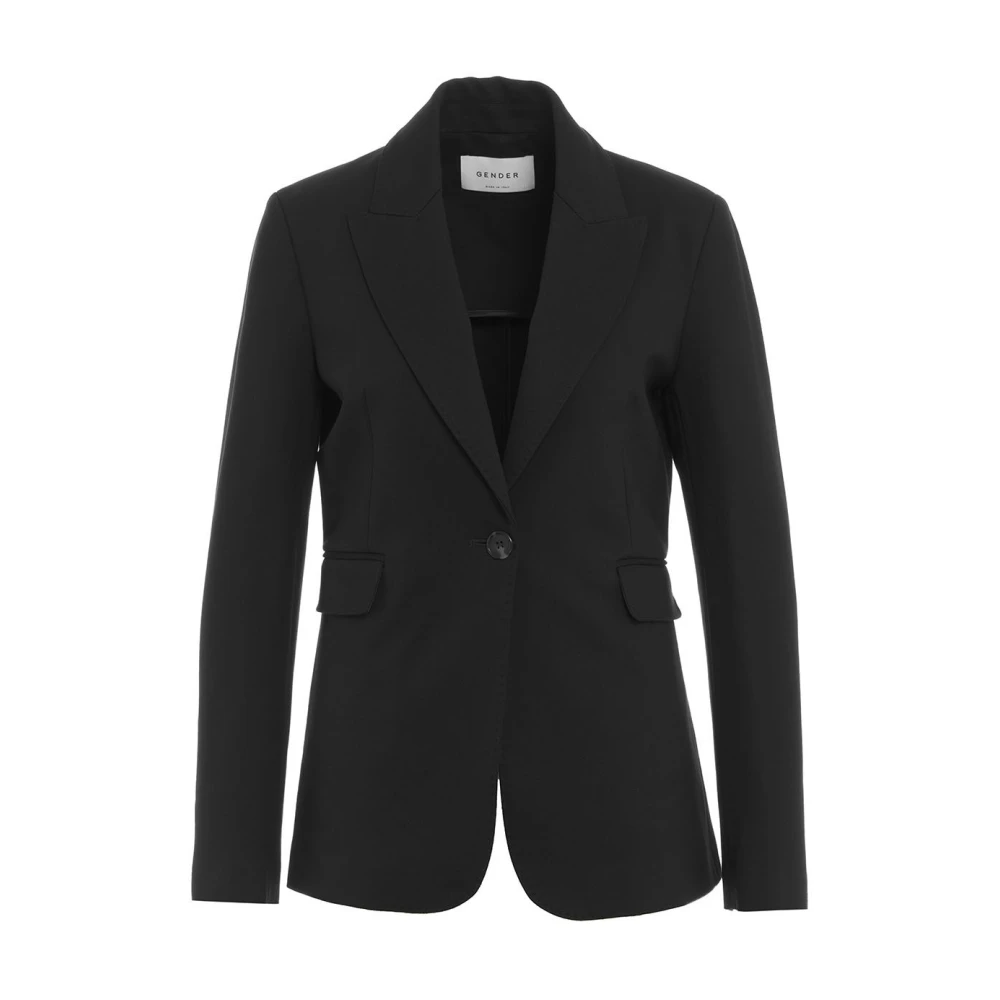 Gender Italiaanse blazer met peaked lapels Black Dames