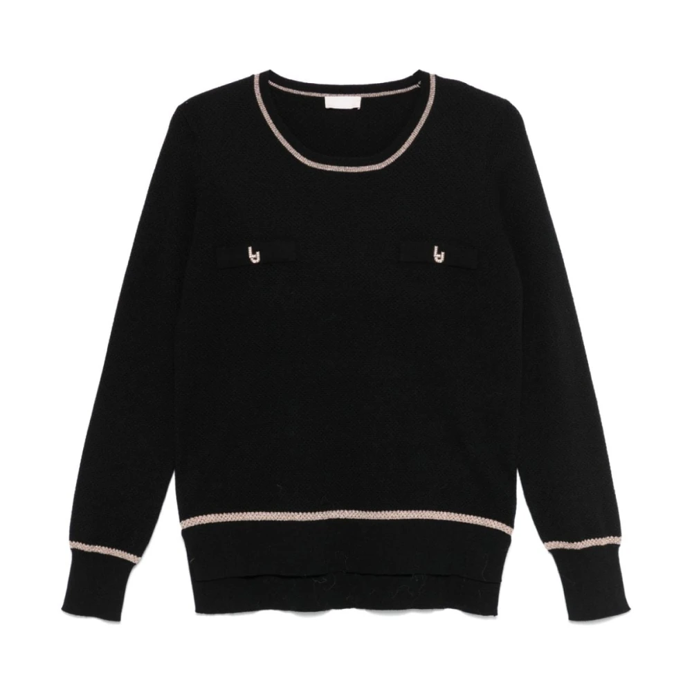 Liu Jo Sportieve Crewneck Sweater met Contraststrepen Black Dames