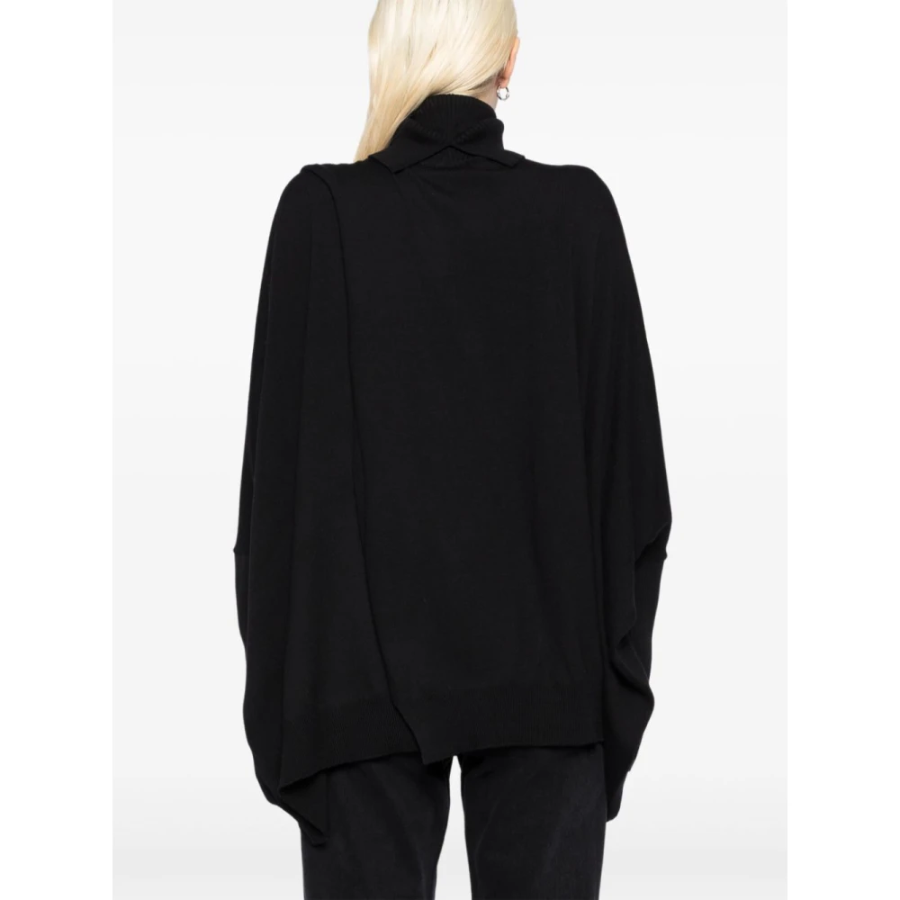 Junya Watanabe Zwart Geribbelde Coltrui Sweater Black Dames