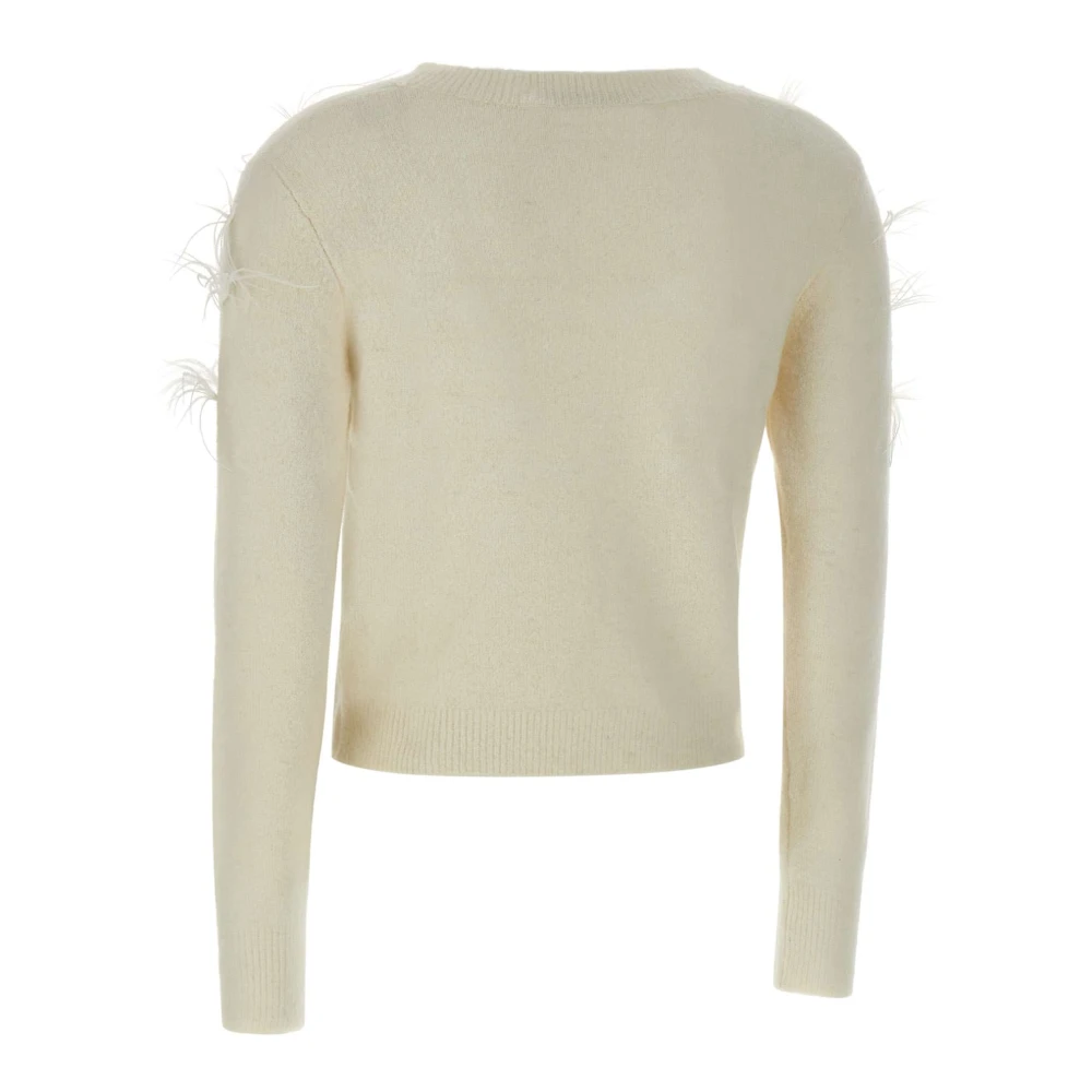 Kaos Veren Detail Wollen Trui White Dames