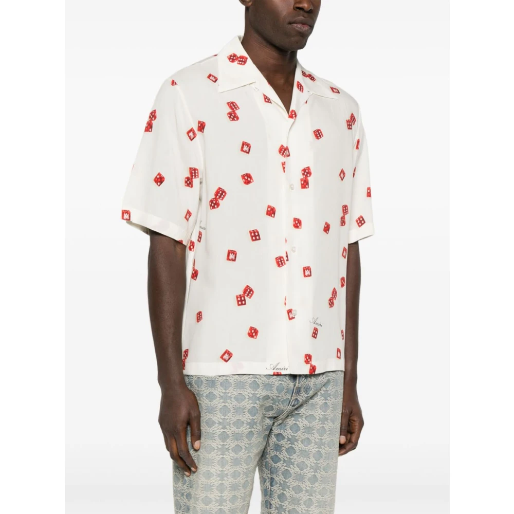 Amiri Witte Knopenblouse met Bedrukt Logo White Heren