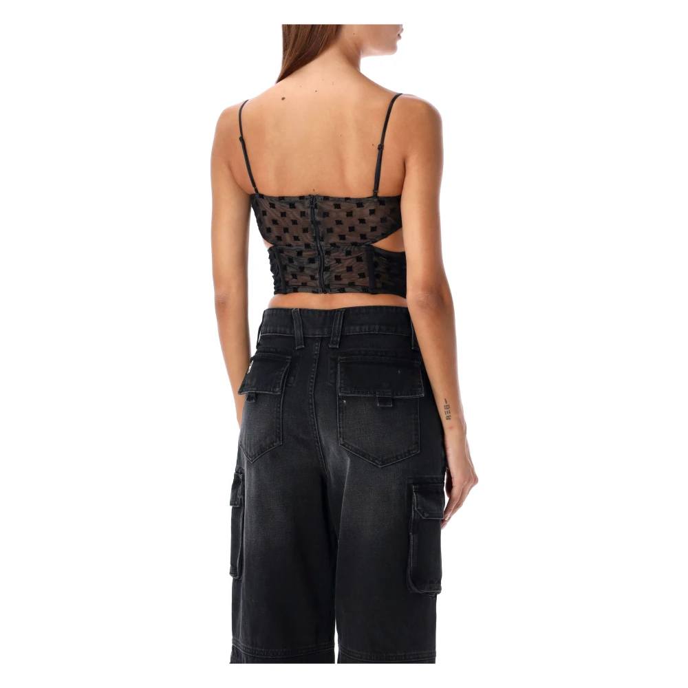 Misbhv Mesh Monogram Korset Zwart Topwear Black Dames