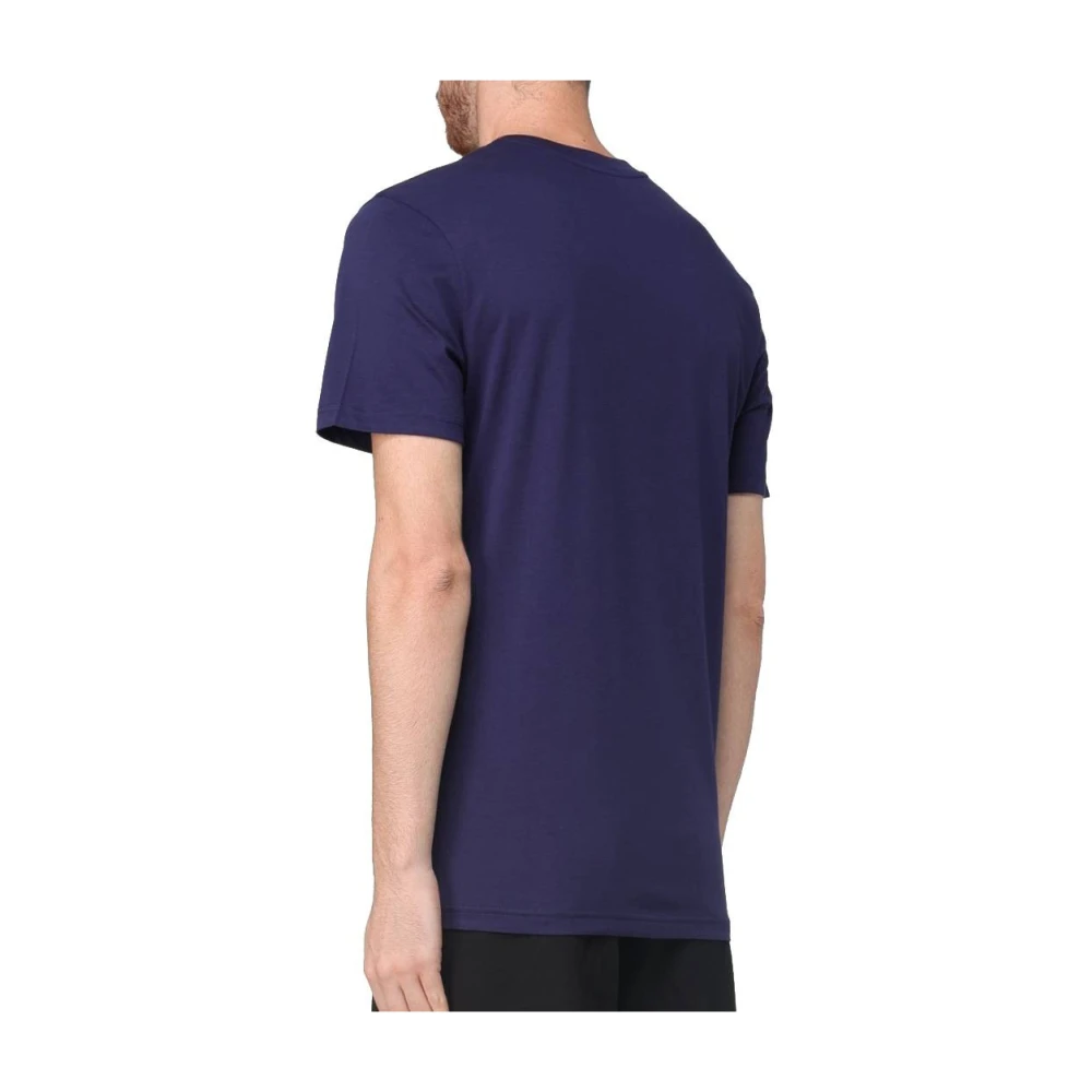 Moschino Logo Print Katoenen T-shirt Regular Fit Blue Heren