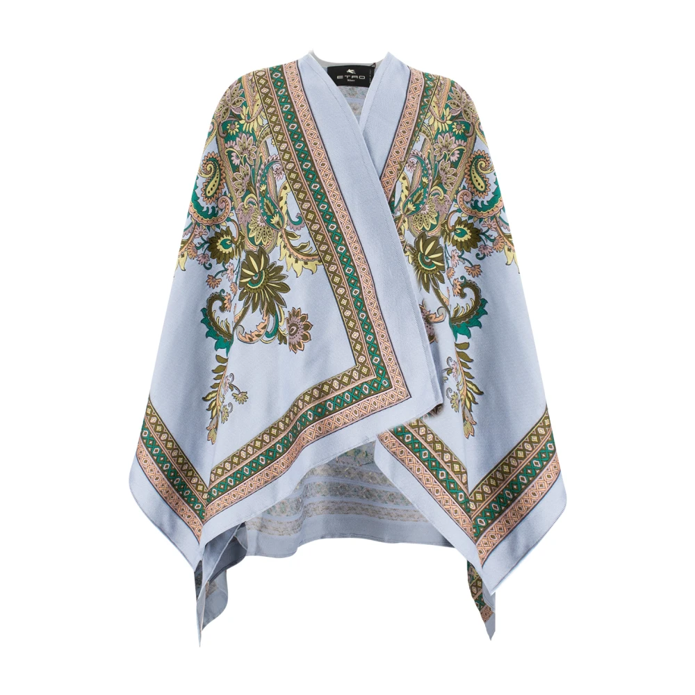 ETRO Gedrukte wolmix asymmetrische cape Multicolor Dames