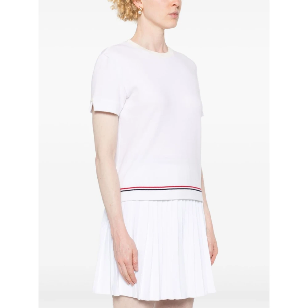 Thom Browne Witte T-shirts en Polo's met RWB Streep White Dames