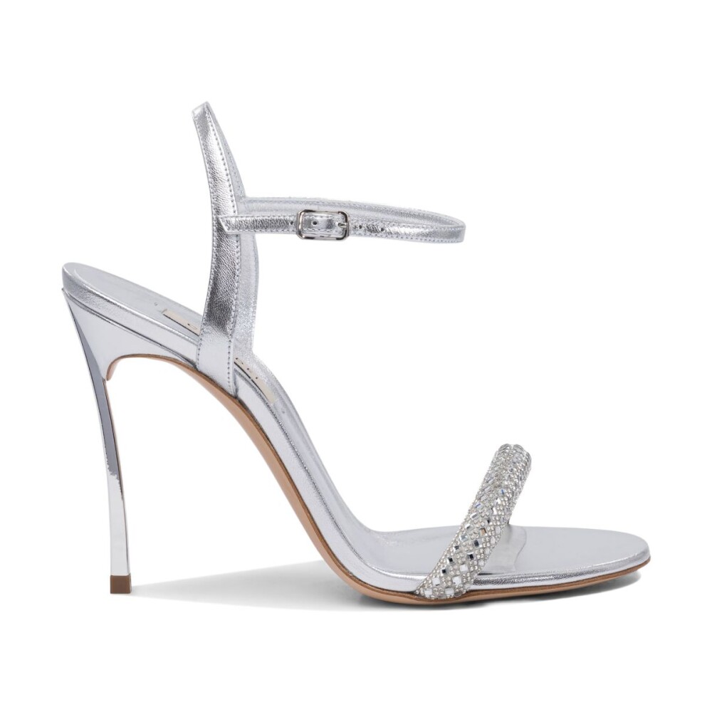 サンダル・ミュール Casadei Stiletto Heel Sandals With Crystal Bands Casadei Stiletto Heel Sandals With Crystal Bands In Gold