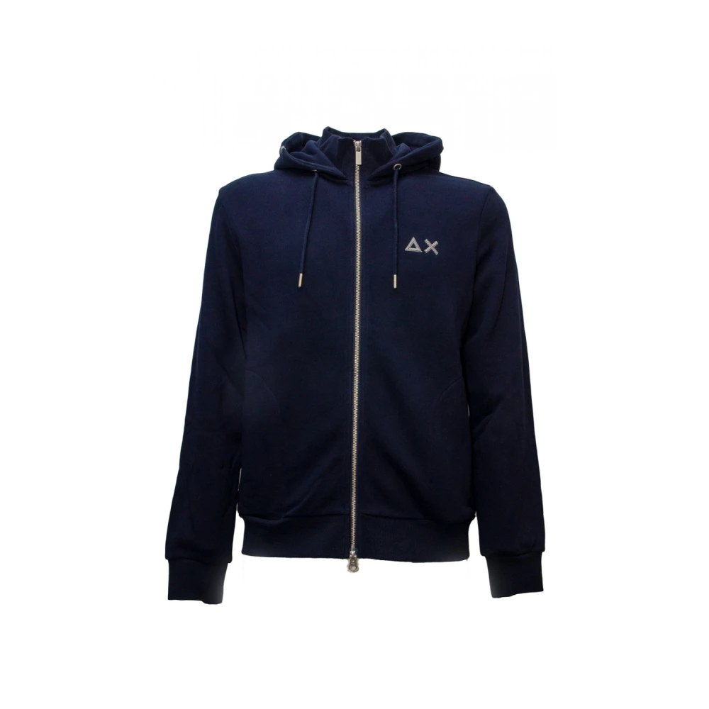 Sun68 Blauwe Katoenen Hoodie met Rits Blue Heren